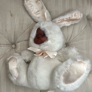 Adorable White Bunny Plush with Pink Accents